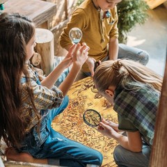 4 Pcs Pirate Treasure Map Poster, Vintage Polyester, 17.7 x 13 in | Kids Party D
