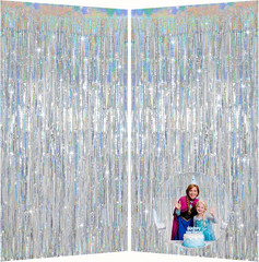 Pink Foil Fringe Curtains Party Decorations, 3.28X6.56Ft Sparkling Streamer Tins