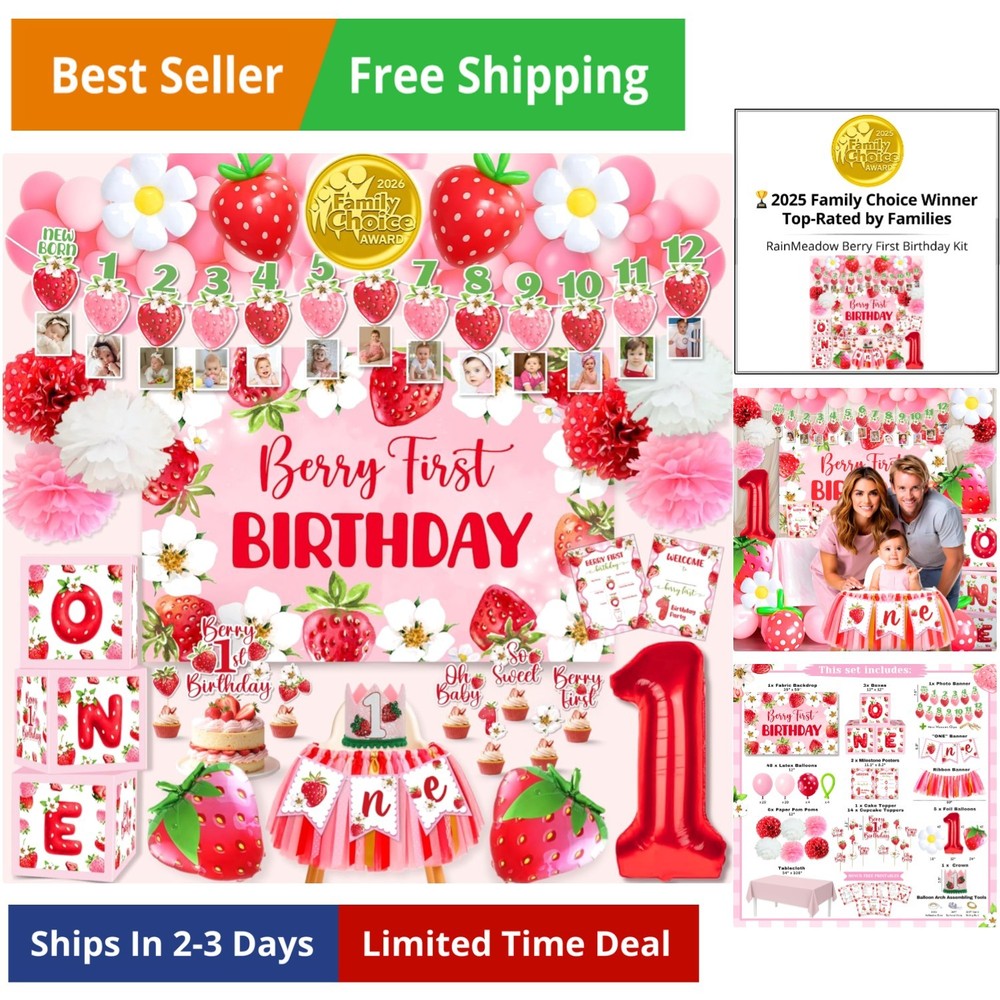 Berry First Birthday Decorations Set – Strawberry 1st Birthday Decorations Gi…