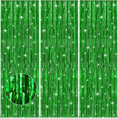 Silver Party Streamers 3Pack Metallic Tinsel Foil Fringe Curtains 3.2Ft X 8.2Ft