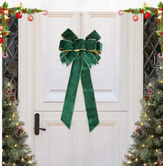 1pc 60CM Christmas Bow Wire Trimmed Flannelette Retro Ribbon Bow-Knot Pendant