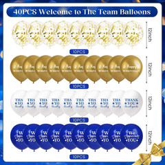 40 Pcs Work Anniversary Balloons Blue Gold Office Employee Appreciation Decor