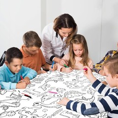 Dinosaur Themed Coloring Tablecloth for Kids Large Size Drawing Paper Coloring