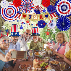 26 PCS 4Th of July Decorations, 250Th Memorial Day Red White Blue Paper Fans Dec
