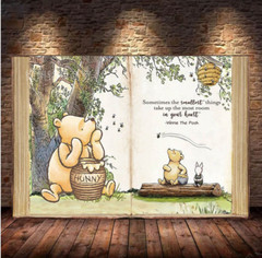 Classic Baby Shower Winnie the Pooh Book Backdrop Wood Background Photo Decor