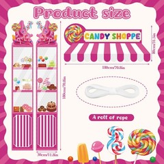 3 Pcs Candy Party Decorations Candy Theme Porch Banner Pink Sweet Candy Door …