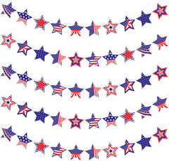 5 Pcs Red White Blue Star Banner for 4Th of July Patriotic Decorations, Outdoor