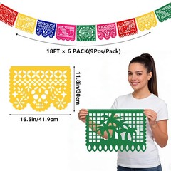 6 Pack Mexican Party Banner Mega Set, 108 FT Long Plastic Papel Picado Fiesta…