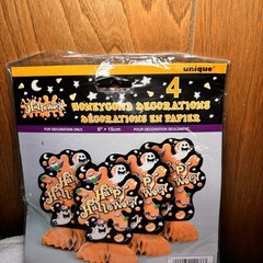 Vintage Halloween Honeycomb Decorations 4 Pack 4 Ghost Pumpkin Party Decor New