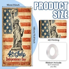 Door Banner Backdrop U.S. Independence Day Decor 35.4×70.86 Inches Polyester Vin