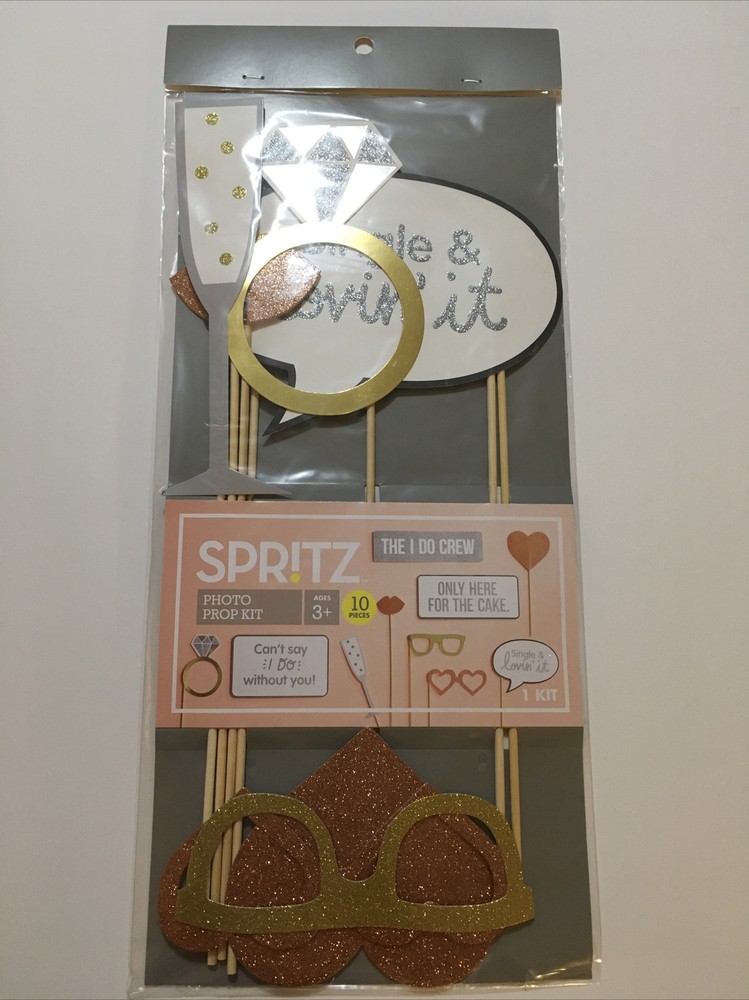 10pc Wedding Photo Prop Kit – Spritz The I Do Crew. Rose Gold Photo Booth NIP