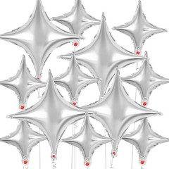 12 Pcs Four Angle Star Balloons, 26 Inch & 10 Inch Silver Star Foil Balloons …
