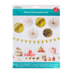 Gold Paper Party Decorations Set 7 Pieces by [Brand]