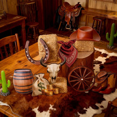 40 Pcs Western Themed Party Decorations- Cowboy Table Centerpieces, Lucky Horses