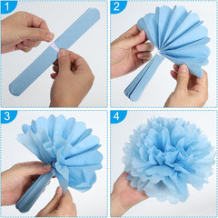 8″ Tissue Pom Poms Flowers, 5 Pack Paper Flower Ball for Wedding Bridal Shower B