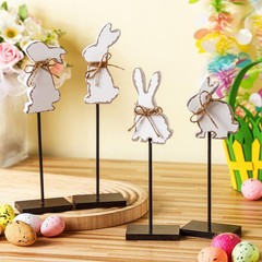 Easter Decorations Standing Rabbits Bunny Wooden Signs Indoor Tabletop Gift