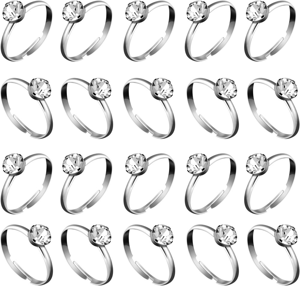 Whaline 36 Packs Diamond Engagement Rings Bridal Shower Rings for Wedding Table