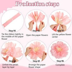 18 Pcs Mexican Fiesta Tissue Paper Flower 12 Inch 6 Inch Colorful Paper Flowers