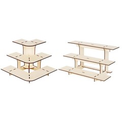 Compact 3 Tier Wooden Display Stand Fits Small Spaces and Mobile Retail Setups