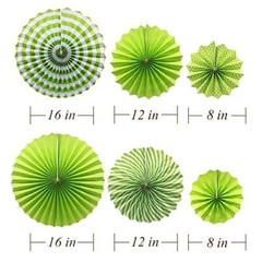 Green Hanging Paper Party Decorations, Round Paper Fans Set Paper Pom Poms Fl…