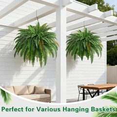 2PCS 45in Fake Ferns- Large Artificial Plants Outdoor, UV 2 Pcs, Green