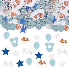 Bear Baby Shower Decorations 200 Pcs Baby Shower Confetti Blue Birthday Set