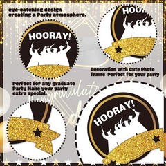 2026 Graduation Photo Booth Props, Black Gold Graduation Photo Prop Frame & G…
