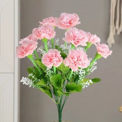 10 Head Carnation Bouquet Artificial Silk Flowers for Desk Shelf Decor