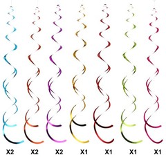 60s 70s Hippie Theme Birthday Party Decorations Foil Swirl Decorations, 60s 70s