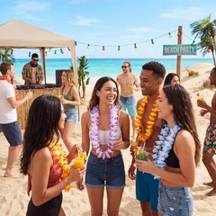 Hawaiian Flower Leis, 24 Count, 36″, Multi Color, Tropical Party Favor Pack