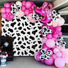 2 Pcs 3.3×6.6ft Black White Cow Farm Foil Fringe Curtains Tinsel Backdrop