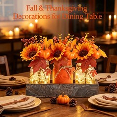 Mason Jar Fall Thanksgiving Table Decorations, Centerpieces for Tables
