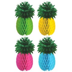HAWAIIAN LUAU PINEAPPLE HONEYCOMB CENTERPIECES (4) ~ Birthday Party Supplies