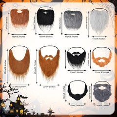 10 Pcs Fake Beards Costume Old Man Mustache Costume for Jesus Beard Halloween…