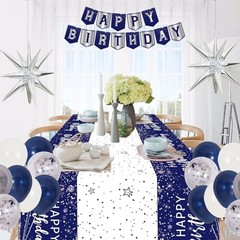 Navy Blue Birthday Decorations for Men Boys Women Girls, 80 PCS Blue and