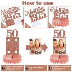 Happy 50th Birthday Honeycomb Centerpieces Pink Rose Gold Hello 50 8 Pieces