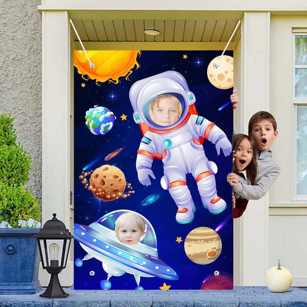 Galaxy Astronaut Face Photography Background,59.06»x39.37»Space Party Backdrop