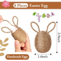 8 Pcs Farmhouse Easter Egg Linen Rope Eggs Rustic Easter Hunt Ornament for Sp…