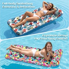 2 Pack Pool Floats Adult, Oversized Inflatable Pool Float Loungers for Adults wi