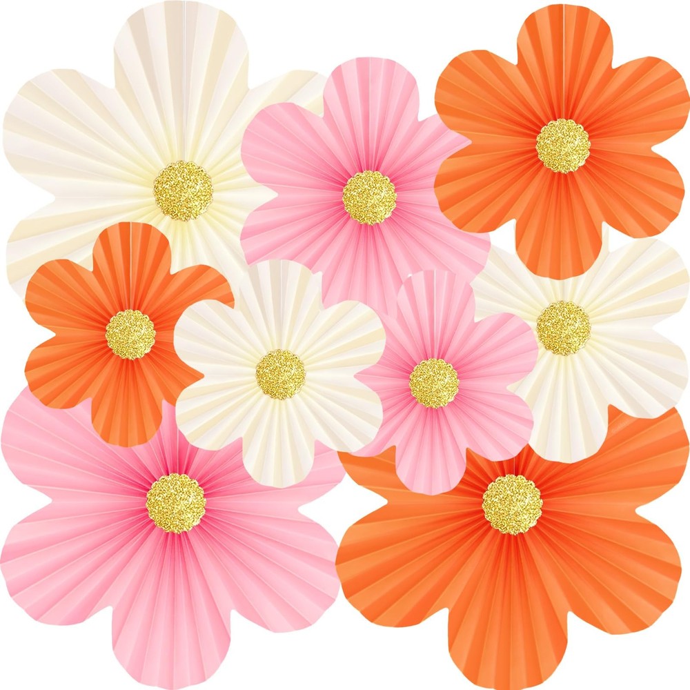 Pink and Orange Party Decorations Paper Flowers for
