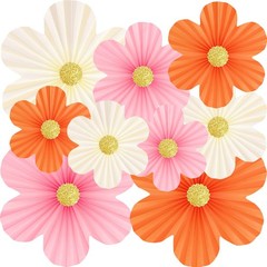 Pink and Orange Party Decorations Paper Flowers for