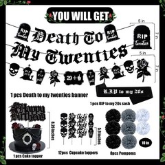 30th Birthday Decorations Pack, Death to My 20s Party Supplies Including Birthda