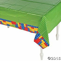 Plastic Color Brick Party Tablecloth 54″ x 108″
