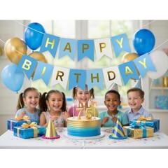 Blue Happy Birthday Banner,Navy Blue and Gold Partyecorations Sigh for D