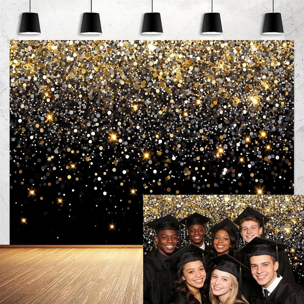 8 X 6 Ft Black Gold Backdrop Wedding Birthday Party Backdrop Prom Party Graduati