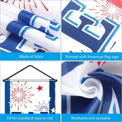 2 Pcs 4th/ Fourth of July Banners Decorations for Outdoor Hanging Welcome Porch