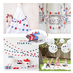 Party Decorations Set – Stars Stripe, Hanging Paper Fans, Pinwheel, Paper Stream