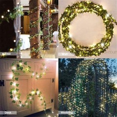 12 Pack Fake Vines for Room Decor with 100 LED 12pcs Ivy 100 LED, Green