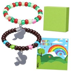 2pcs Rainbow Flowers Friendship Bracelets Matching Bracelets with Cards Game