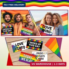 24 Design Pride Photo Booth Props Sets, Pride Month Decorations Funny Gay LGBTQ